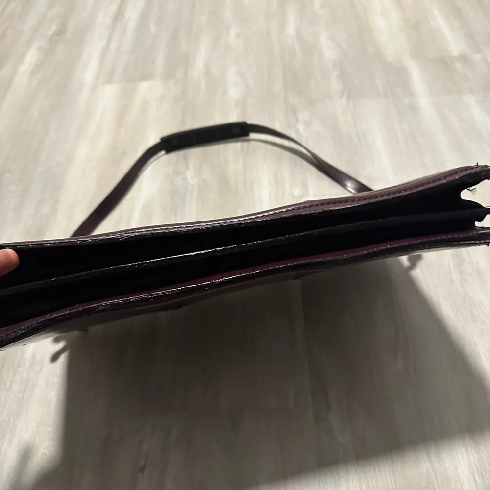 Real %100 Leather Mens Purple Burgundy Briefcase